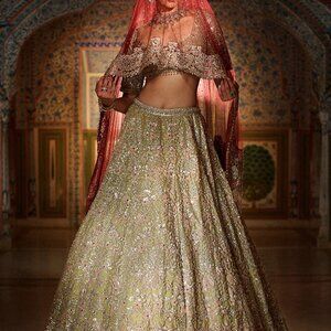 SEEMA GUJRAL - SAGE GREEN LEHENGA SET